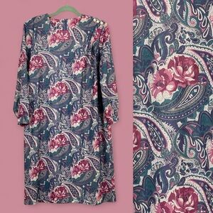 Vtg Floral Paisley Long Sleeve Dress California Looks